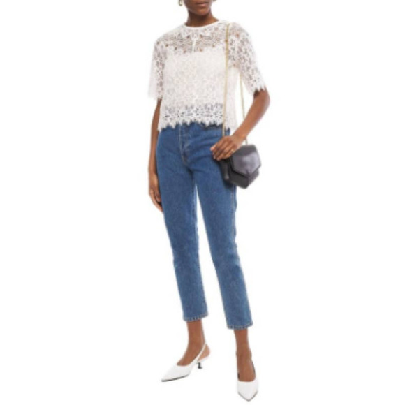 Sandro Paris Alycia Guipure Lace Scalloped Victorian Blouse Nude White NWT Small - Picture 4 of 14